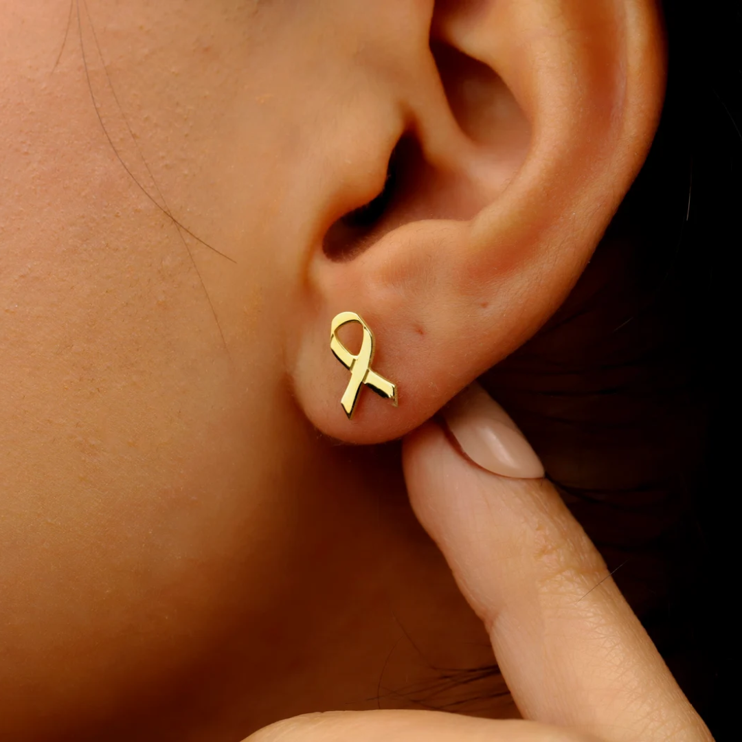 Sara Ribbon Stud Earrings | Support Breast Cancer
