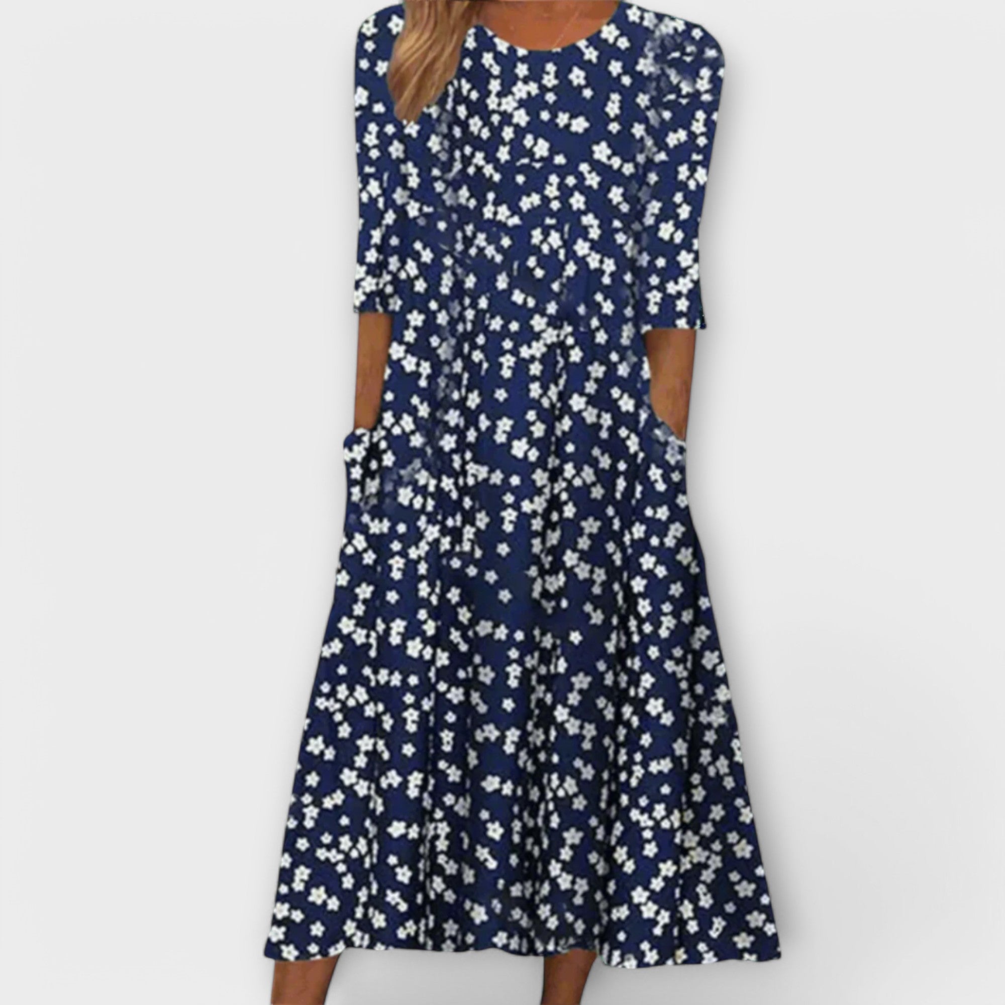 Emberly | Elegant Petal Charm Midi Dress