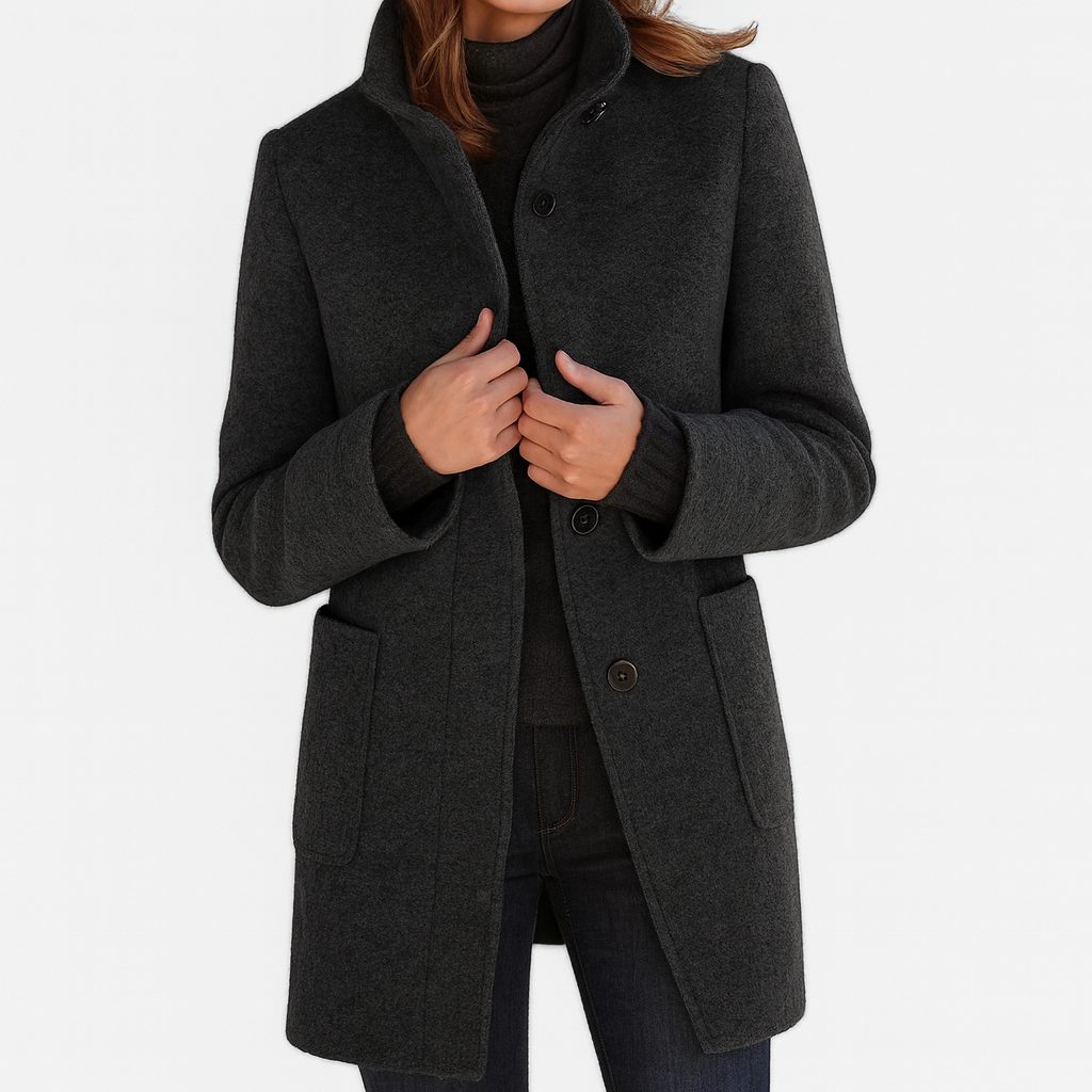 Freya High Collar Jacket in Wool Blend