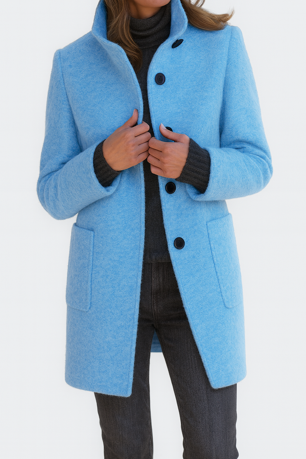 Freya High Collar Jacket in Wool Blend