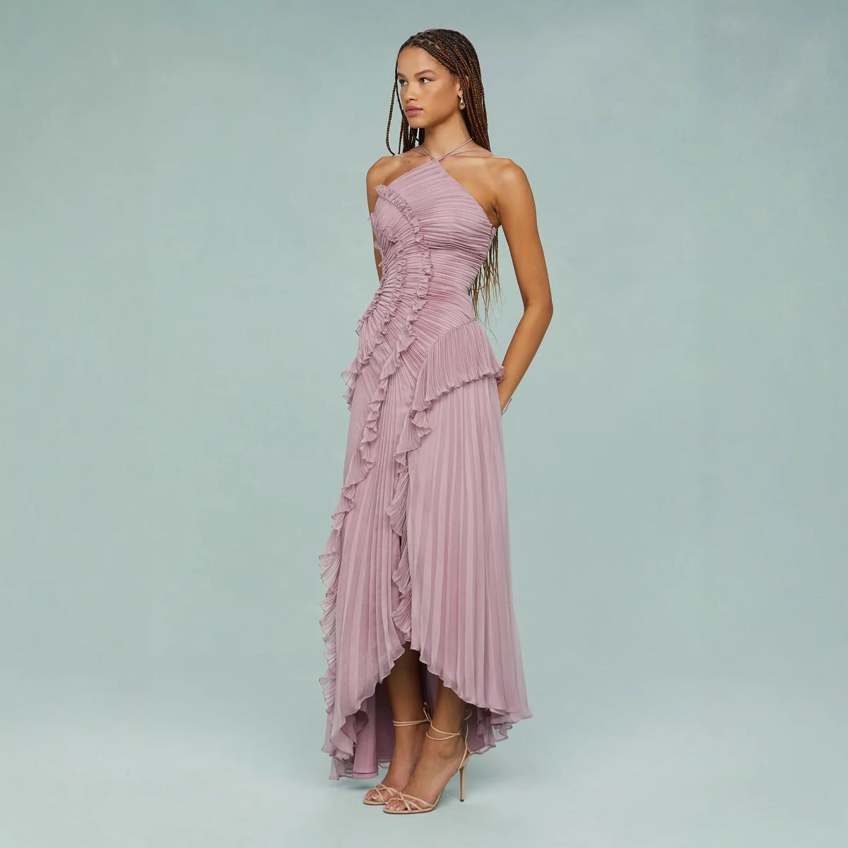 Refined Pleated Chiffon Dress