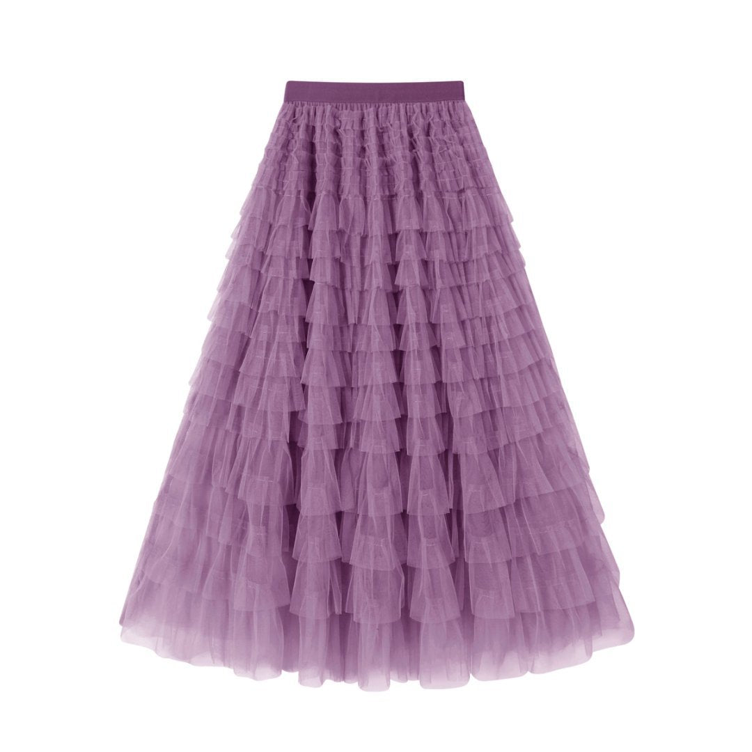 Flowy Layered Mesh Midi Skirt