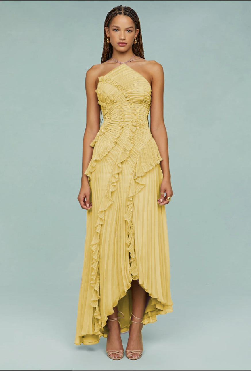 Refined Pleated Chiffon Dress