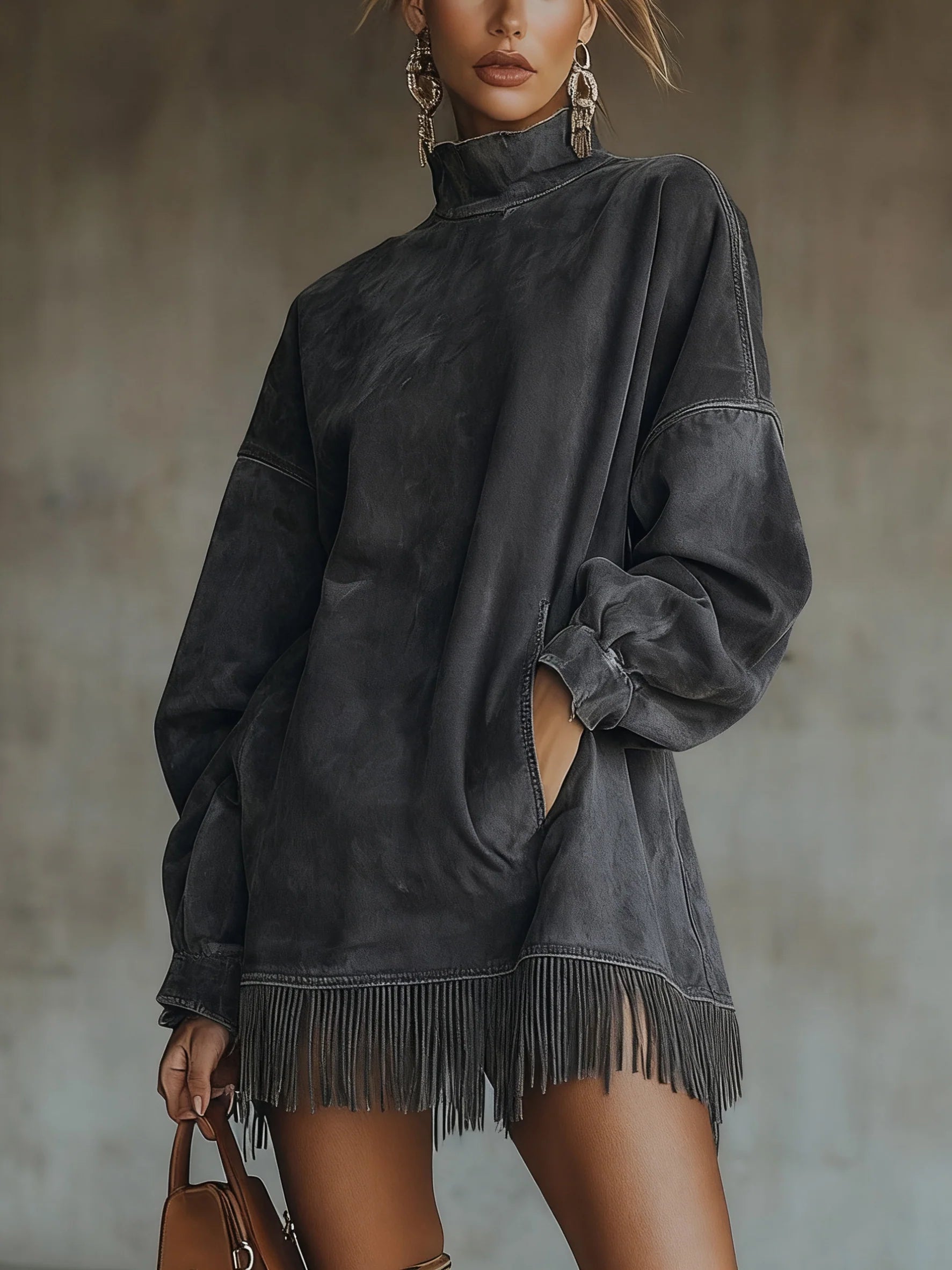 Sabrina Cozy Suede Fringe Dress