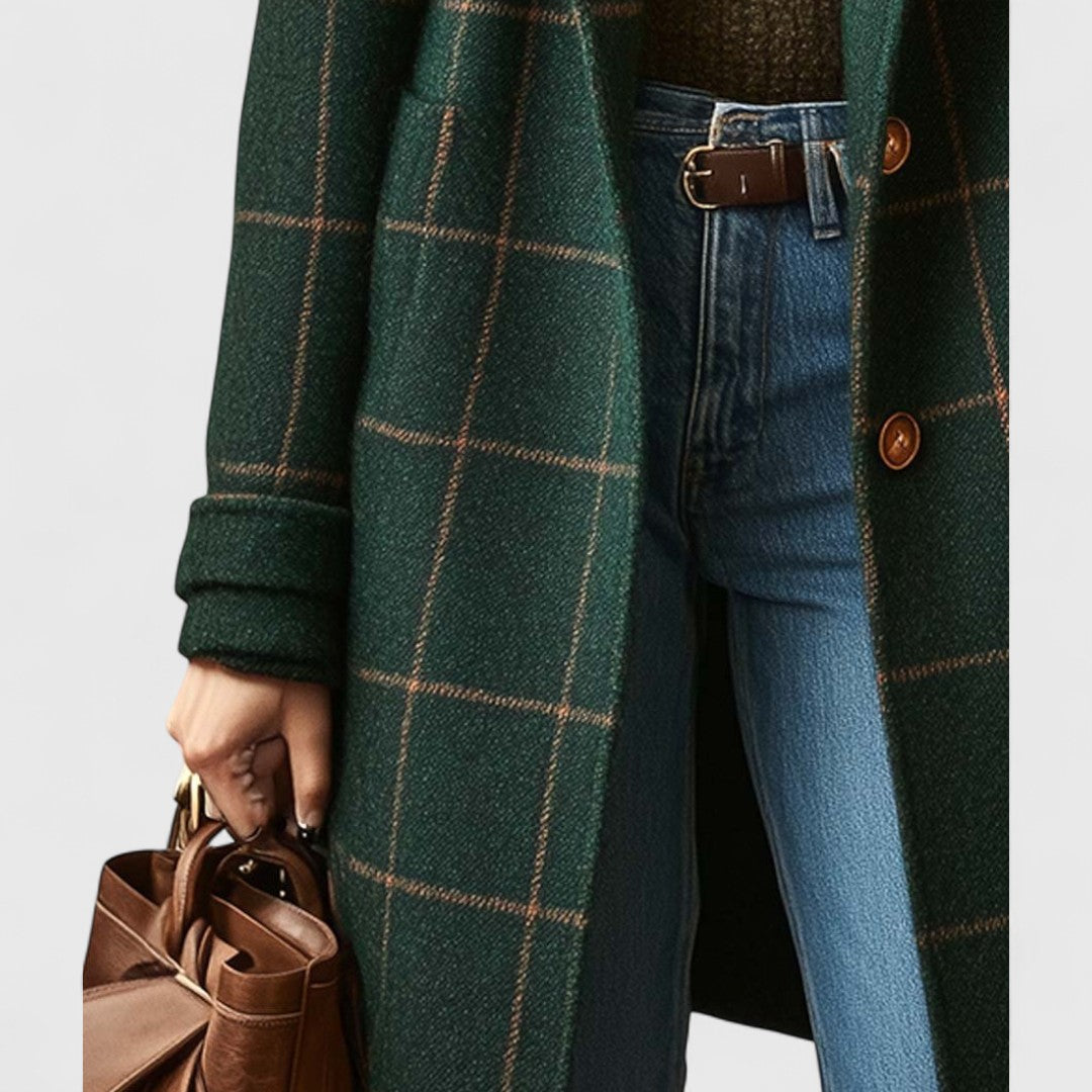 Valerie Checked Wool Coat in Scandinavian Style