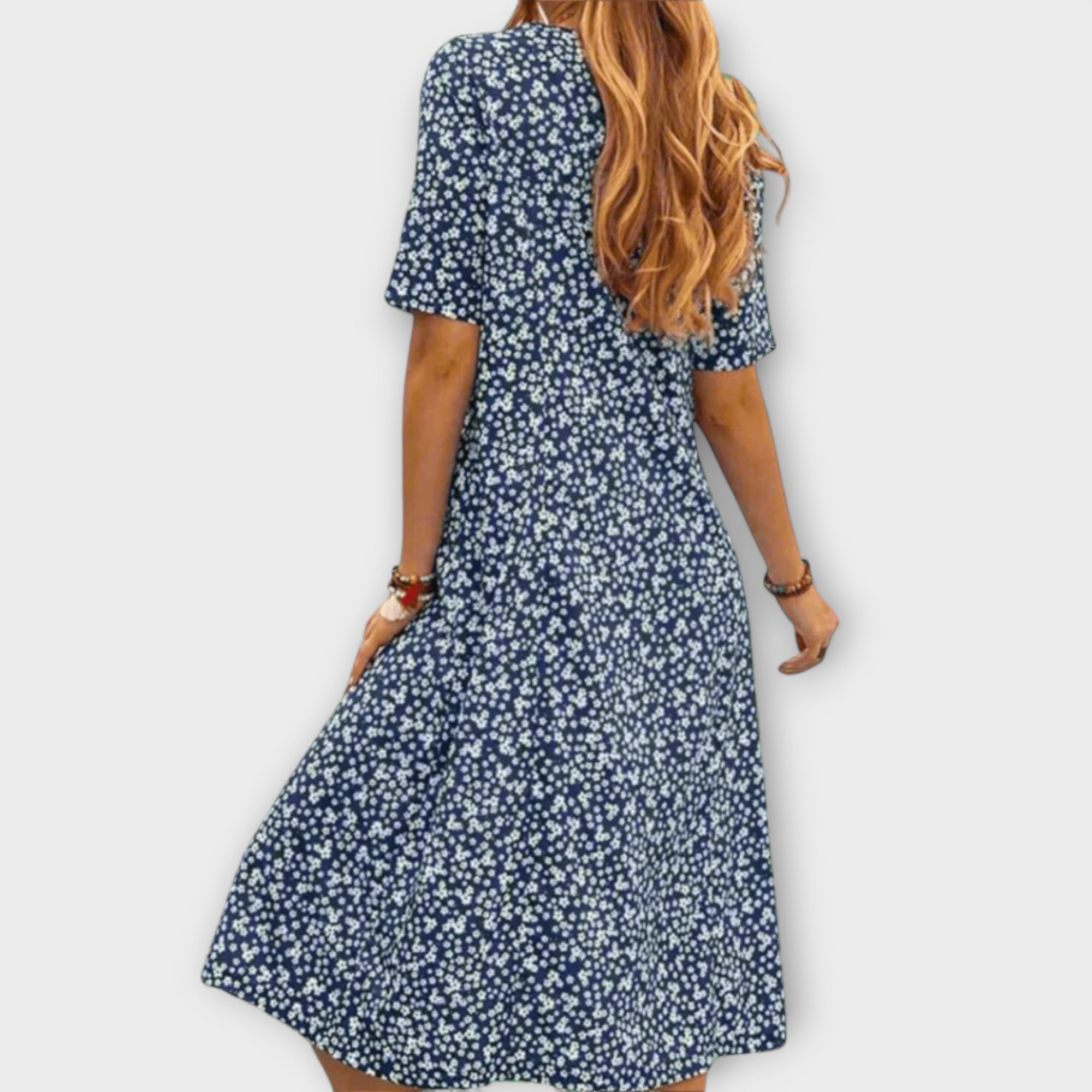 Emberly | Elegant Petal Charm Midi Dress