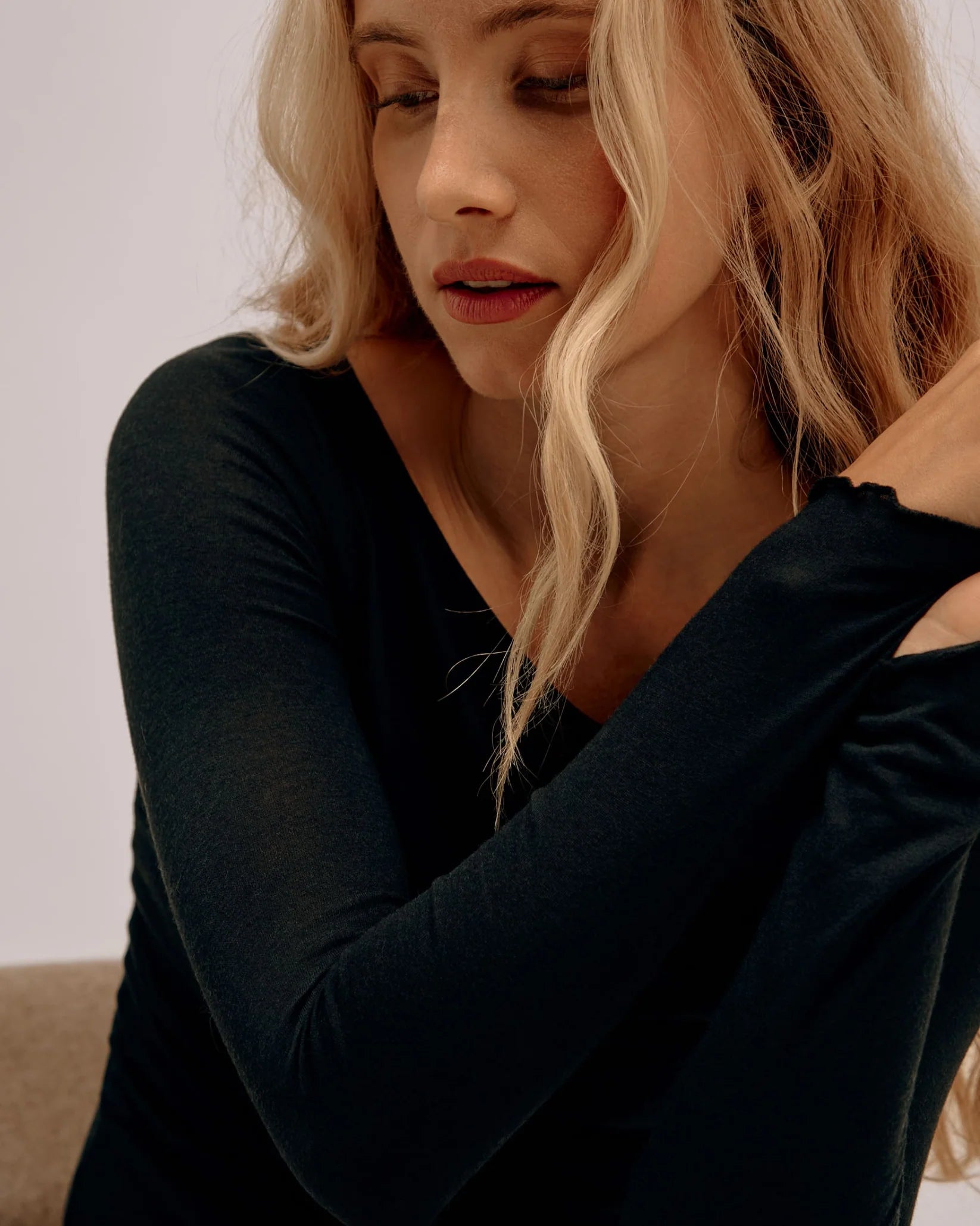 Cashmere Flared Neckline Top