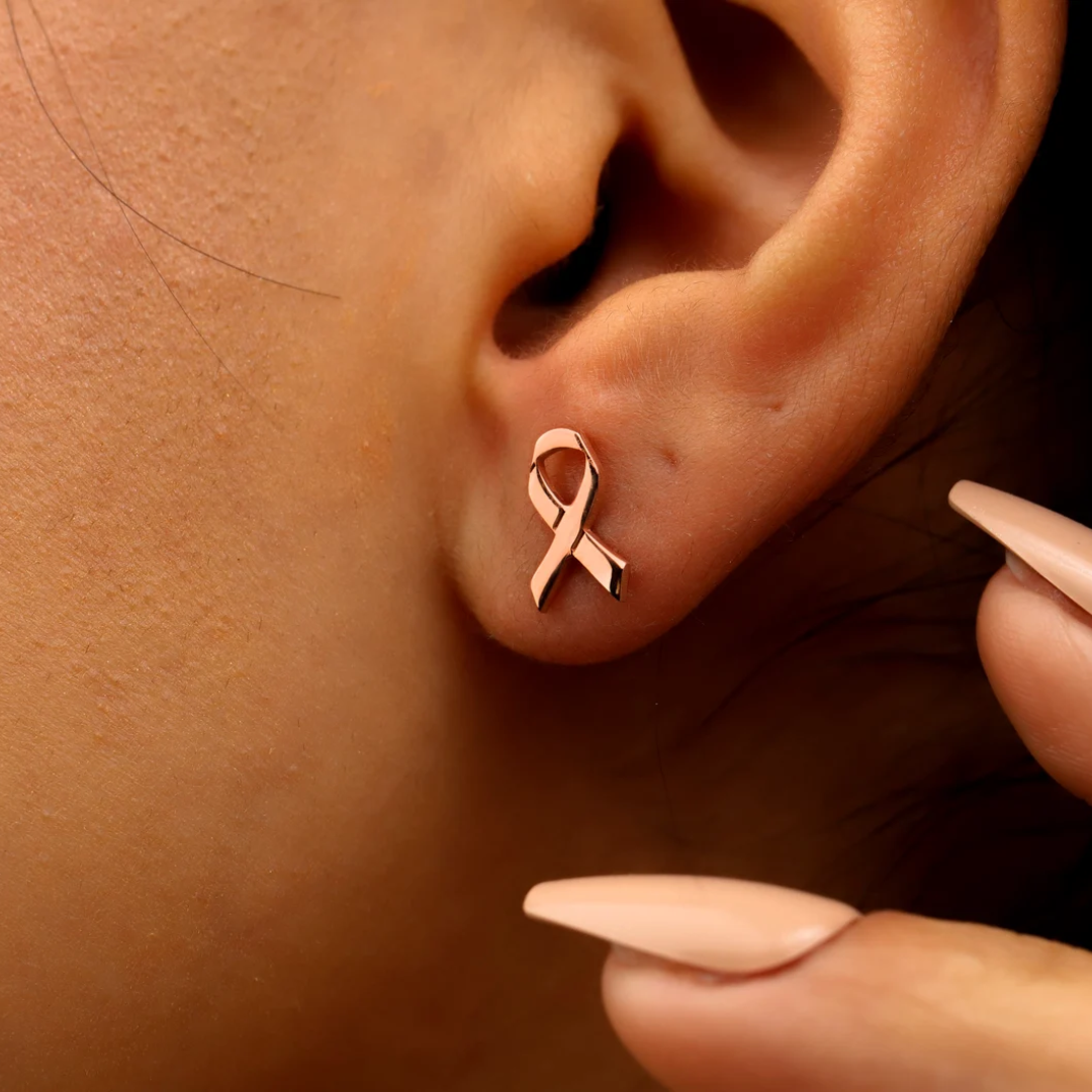 Sara Ribbon Stud Earrings | Support Breast Cancer