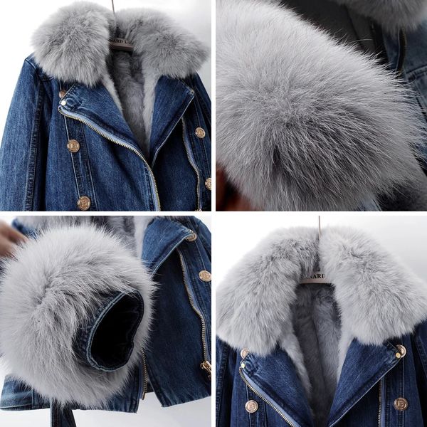 Margaux Luxe Fox Fur-Lined Denim Coat
