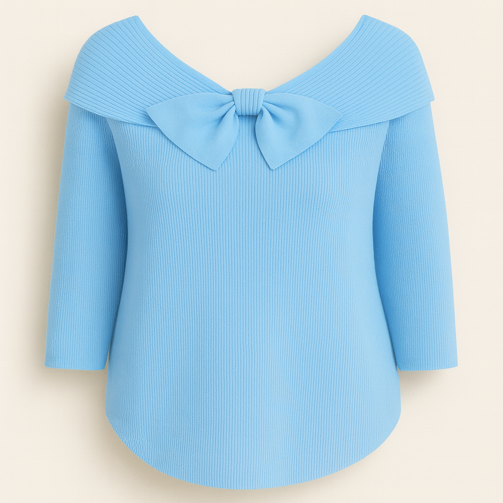The Lacey- Feminine Bow Knit Pullover