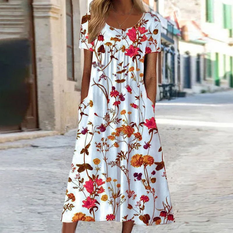 Ella | Exquisite Bohemian Floral Dress with Elegant Belly Coverage