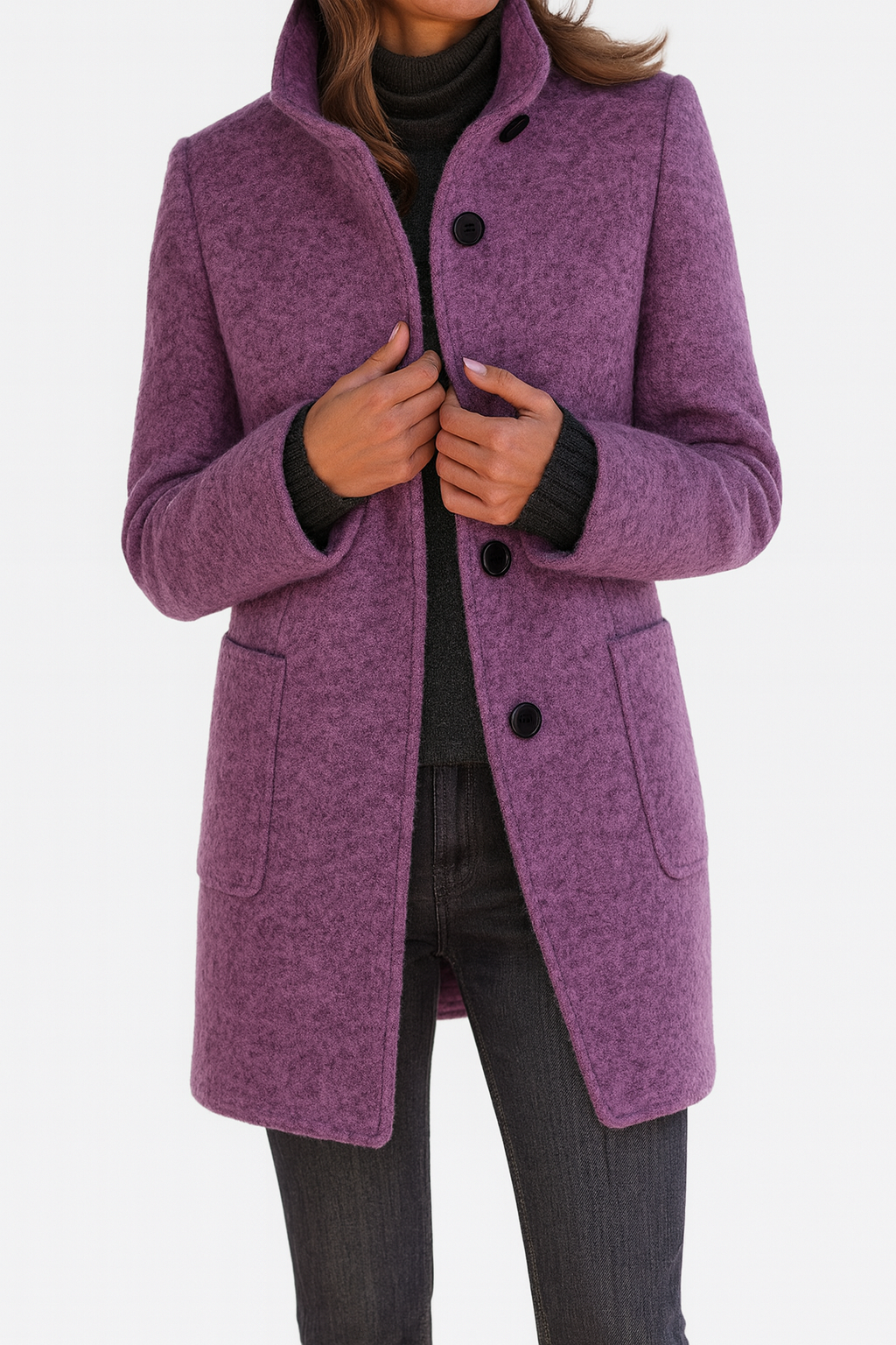 Freya  High Collar Jacket in Wool Blend