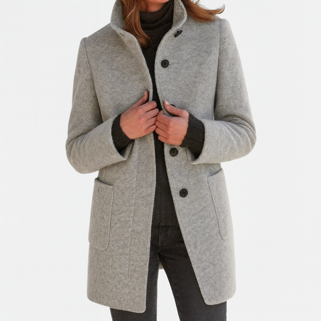Freya  High Collar Jacket in Wool Blend