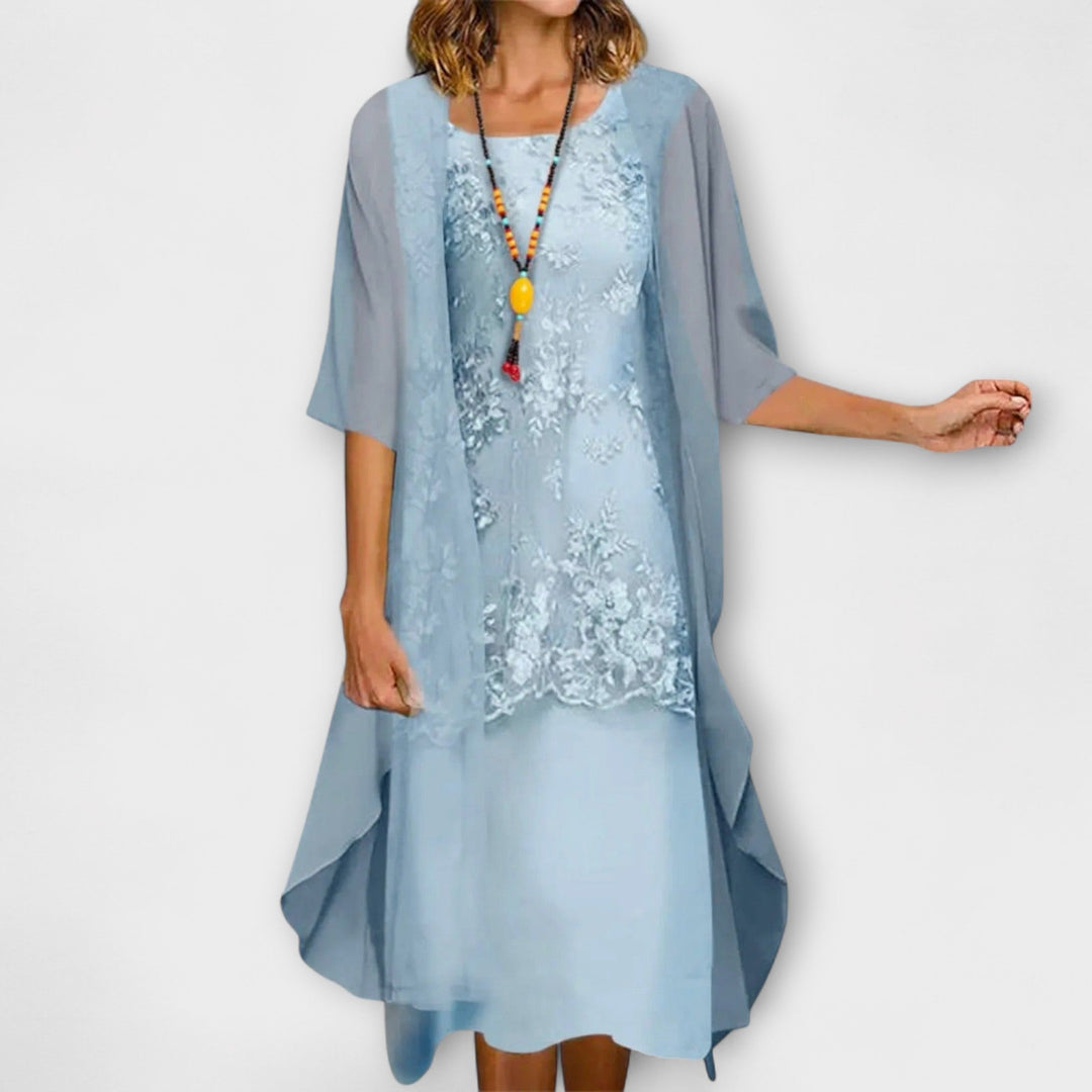 Janelle | Exquisite Chiffon Ensemble with Tummy Control