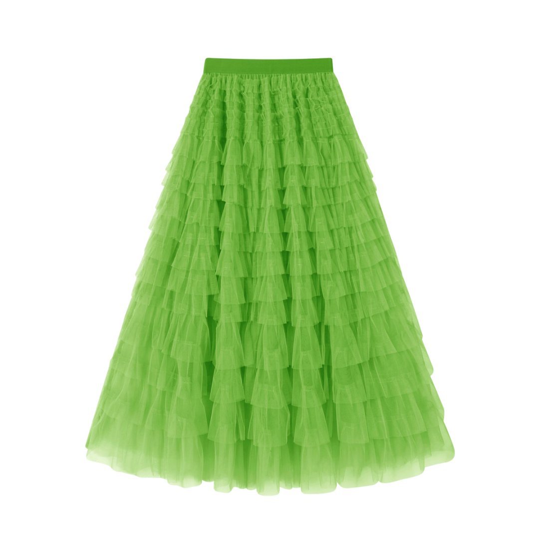 Flowy Layered Mesh Midi Skirt