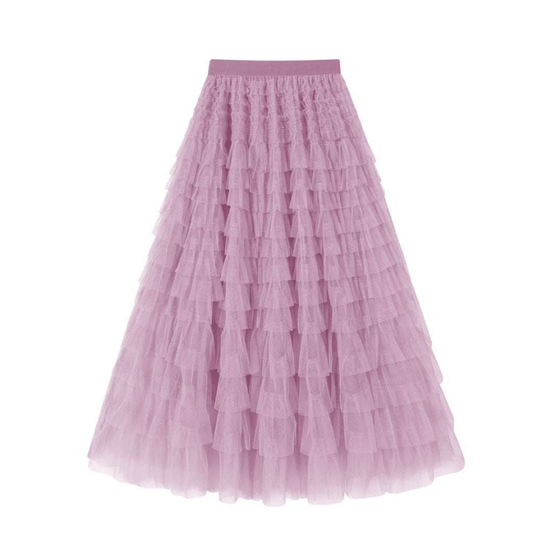 Flowy Layered Mesh Midi Skirt