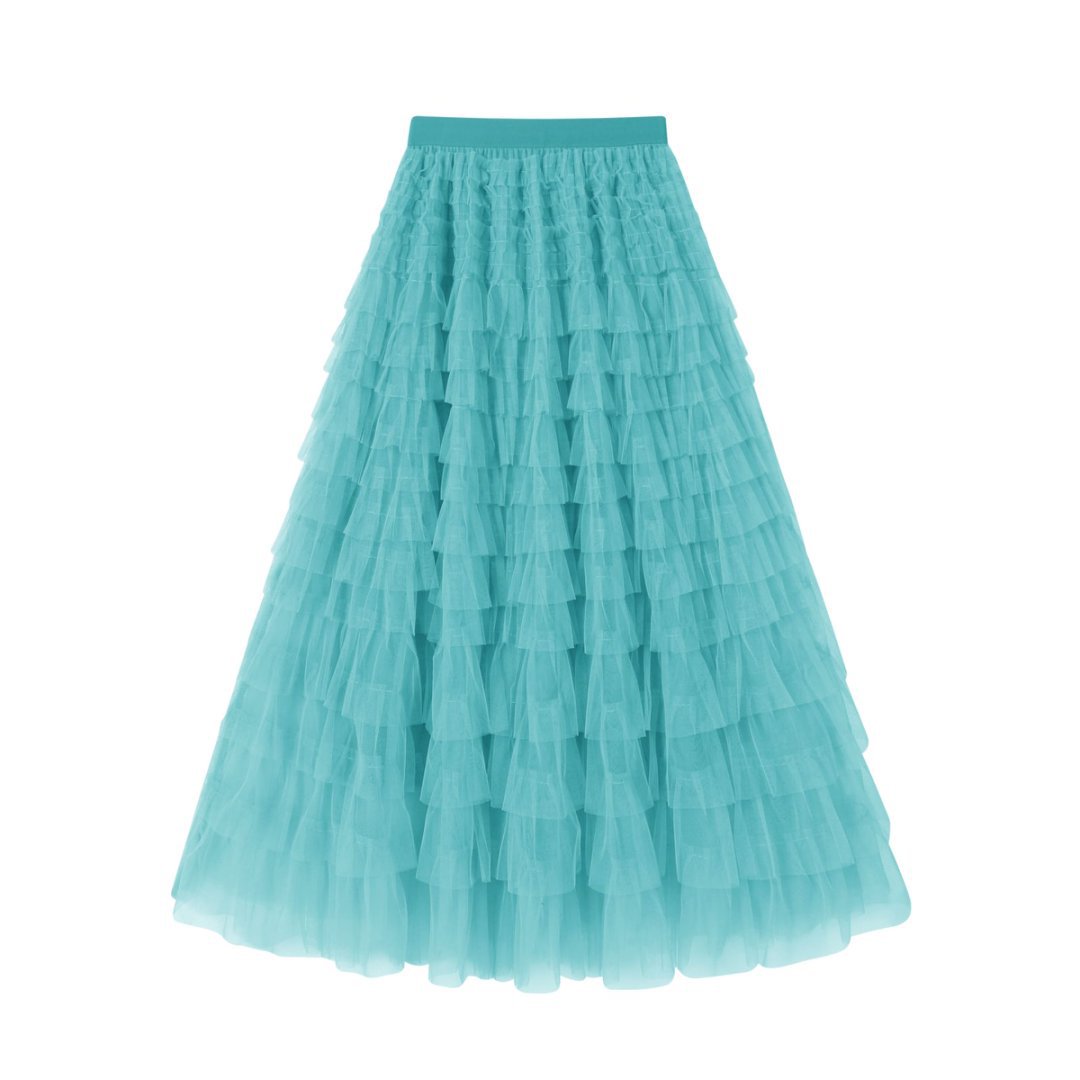 Flowy Layered Mesh Midi Skirt
