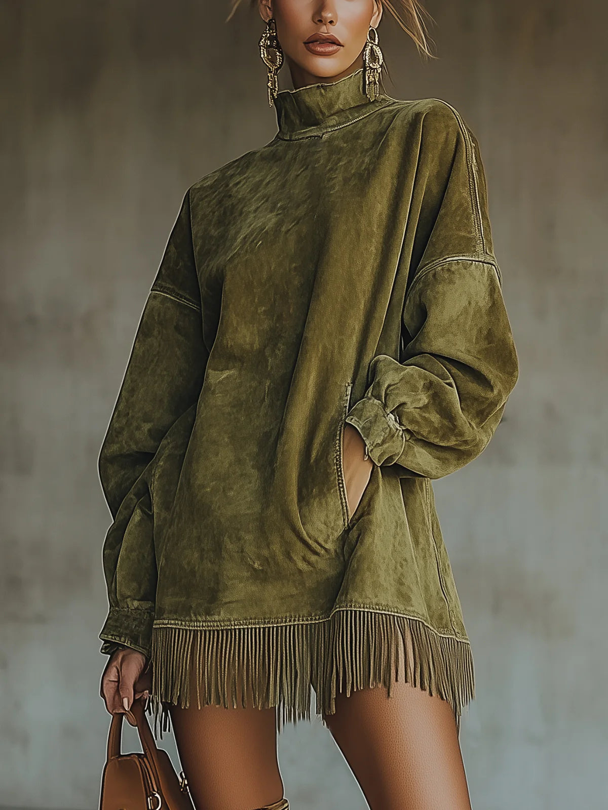 Sabrina Cozy Suede Fringe Dress