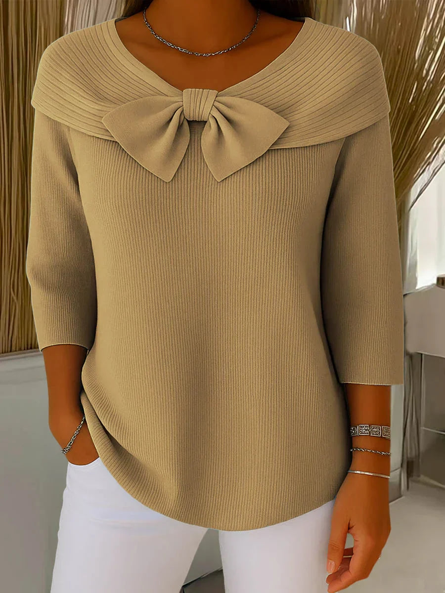 The Lacey- Feminine Bow Knit Pullover